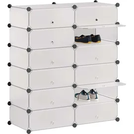 vidaXL Schuh-Organizer 12 Fächer 0 x 0 x 0 cm weiß / weiß