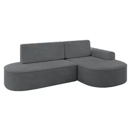 altdecor Eckcouch Cord 2-Sitzer Dunkelgrau