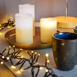 Hellum LED Echtwachskerze 3 St. elfenbein