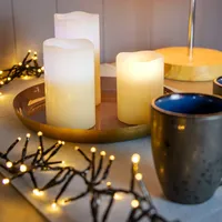 Hellum LED Echtwachskerze 3 St. elfenbein