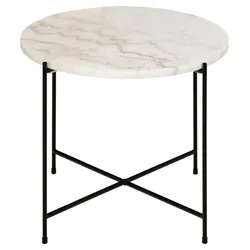 Avila Ecktisch Ø52cm Marmor weiß.