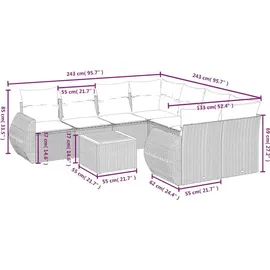 vidaXL Gartensofa-Set 9-tlg. schwarz