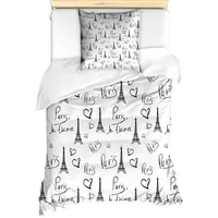 ABAKUHAUS Paris Bettbezug Set für Einzelbetten, Eiffel Je T'Aime