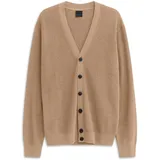 Bugatti Cardigan "Regular Fit", Herren, Gr. L, 40, beige, Strick, 50% Baumwolle, 50% Polyester, unifarben, regular fit, V-Ausschnitt, Rippbündchen, Strickjacken, mit V-Ausschnitt und Ripp-Struktur