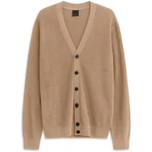 Bugatti Cardigan "Regular Fit", Herren, Gr. L, 40, beige, Strick, 50% Baumwolle, 50% Polyester, unifarben, regular fit, V-Ausschnitt, Rippbündchen, Strickjacken, mit V-Ausschnitt und Ripp-Struktur
