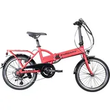 Zündapp E-Bike Faltrad Z101, 6 Gang Shimano Tourney RD-TY300 Schaltwerk, Kettenschaltung, Heckmotor, 270 Wh, Pedelec, Elektrofahrrad für Damen u. Herren rot