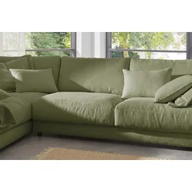 KAWOLA Ecksofa Madeline Cord Recamiere links olivgrün