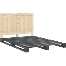 vidaXL Massivholzbett 140 x 200 cm Grau