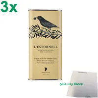 L’Estornell "Natives Olivenöl Extra" Officepack (3x500ml Dose) + usy Block