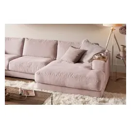 KAWOLA Wohnlandschaft U-Form Madeline Cord Longchair rechts rosa