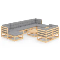 vidaXL Garten-Lounge-Set 10-tlg. natur/grau 3077159