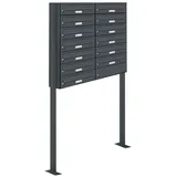 AL Briefkastensysteme Premium Standbriefkasten Anthrazit inkl. Zeitungsfach