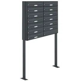 AL Briefkastensysteme Premium Standbriefkasten Anthrazit inkl. Zeitungsfach