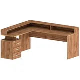 Dmora Schreibtisch Dcerretell, Eckschreibtisch mit Platte, Mehrzweck-BÃ1/4roschreibtisch, 180x90h160 cm, Eiche - Braun