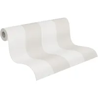 A.S. Création Pure Elegance Vliestapete mit Blockstreifen 0,53 x 10,05 m – Creme, Beige – Streifentapete Made in Germany - 397966