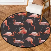 TropicalLife Flamingo Area Runder Teppich für Wohnzimmer 92 cm Tier Rosa Flamingo Runde Teppiche Schlafzimmer Teppiche Rutschfest Waschbar Teppich Fußmatten für Eingangsbereich Waschküche Kinderzimmer