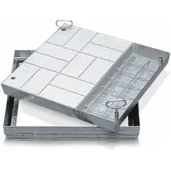 Schachtabdeckung – Edelstahl V2A gebeizt, begeh- oder befahrbar, B 800 x T 800 mm, Bauhöhe 90 mm