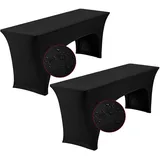 YMHPRIDE 2Pack Elastische Biertischhussen, Schwarz Wasserdicht BierTischdecken, Set für 70 cm Tischbreite, Bierzeltgarnituren 220 x 70 x 70 cm für Gartenbankett-Gartenmöbel-Bezüge.