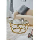 SalesFever Couchtisch "Couchtisch im eleganten Stil", gold (gold, gold, klar), B:80cm H:40cm T:80cm, Edelstahl, Sicherheitsglas, Tische, Couchtisch, mit Design-Gestell aus Stainless Steel