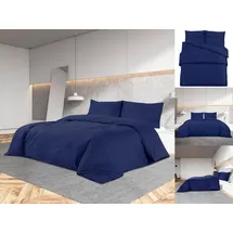 vidaXL Bettwäsche-Set Marineblau 240 x 220 cm