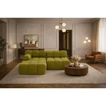 kaiser möbel Ecksofa L-Form Mini II modular, Veloursstoff Salvador, Olive, Links, Selia - Olive