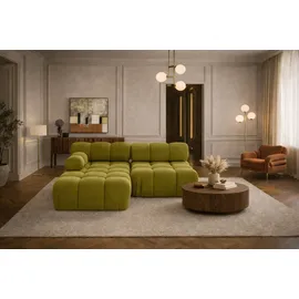 kaiser möbel Ecksofa L-Form Mini II modular, Veloursstoff Salvador, Olive, Links, Selia - Olive