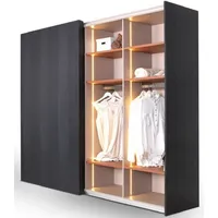 Casa Padrino Luxus Schlafzimmerschrank Schwarz 260 x 70 x