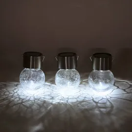 esotec Solar Hängeleuchten 3er-Set CRACKLE Balls kaltweiß 102308