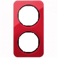 Abdeckrahmen R.1, 2-fach (rot transparent / schwarz glänzend)