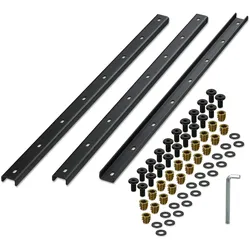 Relaxdays Gratleiste, 3er Set, Metallschiene 90 cm, Tischplatte stabilisieren, U-Profil mit Schrauben, Stahl, schwarz