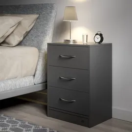 CASARIA Nachttisch Eloise 54x39x28cm Anthrazit LED 3 Schubladen Kabelführung Wandbefestigung Boxspringbett Schlafzimmer Nachtschrank Nachtkonsole Nachtkommode Holz