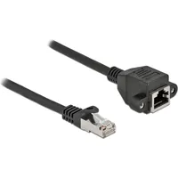 Delock Netzwerk Verlängerungskabel S/FTP RJ45 Stecker zu RJ45 Buchse Cat.6A 25 cm schwarz