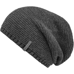 Beanie CHILLOUTS "Keith Hat", Damen, grau (dunkelgrau melange), Strick, Kunstfaser, meliert, casual,klassisch,modisch, Mützen, Strickmütze im Oversize-Look, meliert, gefüttert
