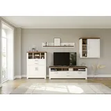 Set One by Musterring Wohnwand "York", weiß (weiß, eiche), B:374cm H:207cm T:51cm, MDF, SET ONE BY MUSTERRING, Kastenmöbel-Sets, Wohnwand, Kombination 01, in 3 Farbvarianten, Gesamtbreite 374 cm