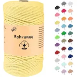 Uvolo Makramee Garn 3mm x 200m, Makramee Baumwollgarn, Baumwollgarn für Blumenampel Basteln, Pflanzenbügel und DIY Handwerk Mit Papierbox