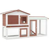 HOMIUSE Großer Kaninchenstall Braun und Weiß Holz Meerschweinchen Haus Hasenstall Hasen ZubehöR Meerschweinchen KäFig Hasenstall DraußEn Winterfest Kaninchenhaus HamsterkäFig Holz 145x45x85 cm