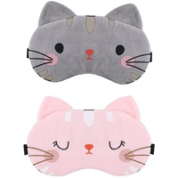 Schlafmaske Kinder Schlafmaske Kätzchen 2 Stücke Weiche Schlafbrille mit Verstellbaren Trägern Katz Sleeping Mask Für Frauen Kinder Mädchen Damen Schlafen, Nickerchen Machen, Reisen, Im Flugzeug