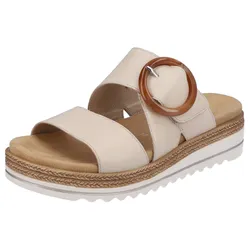 Pantolette, Keilabsatz, Sommerschuh, Schlappen mit Zierschnalle, Gr. 37, creme, , 48375201-37
