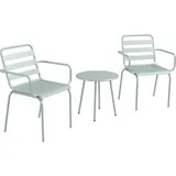 Outsunny 3tlg. Gartenmöbel Set mit 1 Couchtisch, 2 Stapelbaren Stühlen, Balkon-Set, Sitzgruppe für Balkon, Terrasse, Stahl, Grün