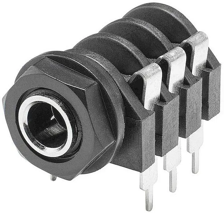 HICON Klinke (6,3mm), 3-pol , Kunststoff-, Löttechnik-Einbaubuchse, verzinnte(r) Kontakt(e), gerade, schwarz