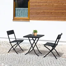 Outsunny Polyrattan Bistroset für 2 Personen, Rattan Gartenmöbel Sitzgruppe, Schwarz, ideal für Balkon & Terrasse Aosom.de