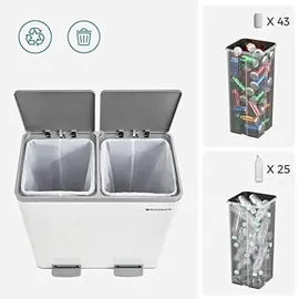 Songmics Mülltrenner 2 x 30,0 l weiß