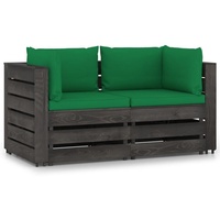 vidaXL 2-Sitzer-Gartensofa mit Kissen Grau Imprägniertes Holz