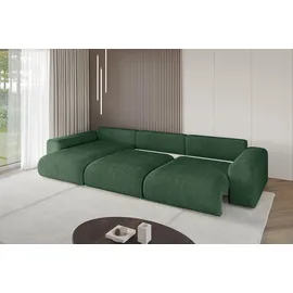 altdecor Ecksofa Cord mit Schlaffunktion 2-Sitzer Grün