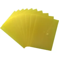 Dokumententaschen Sammelmappen Sichttaschen A5 quer transparent gelb- Dokumentenmappe mit Klappe und Klettverschluss - 10 Stück