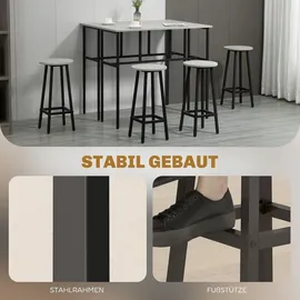 Homcom 2 Bartisch mit 4 Stühlen im Industrial Design Grau