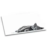 Samtpfote - Schreibtischunterlage Katze weiß grau kariert beschreibbar Schreibunterlage Papier DIN A2 40 Blatt