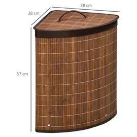 Homcom Wäschekorb 55L Wäschesammler mit Griffen, herausnehmbarer Wäschesack, Eck Wäschetonne Laundry Baskets für Waschküche Badezimmer Schlafzimmer Braun