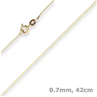 Schmuck Krone Goldkette 0,7mm Schlangenkette diamantiert aus 585 Gelbgold 42cm, Gold 585 goldfarben