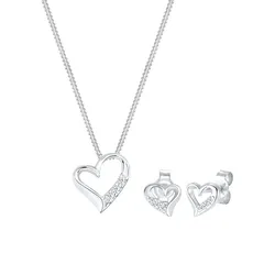 Elli DIAMONDS Herz Liebe Diamant (0.075 ct.) 925 Silber Schmuck-Set   Damen 